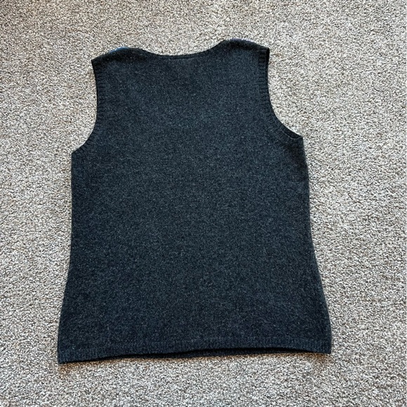 Talbots Charcoal Grey Argyle Lambs Wool Cashmere Blend Sweater Vest, Size Small - Picture 6 of 6